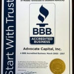 Advocate Capital, Inc. Rates A+ with Better Business Bureau®